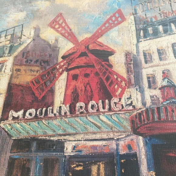 Vintage Paris LE MOULIN ROUGE Art Print - Signed YVO - Gold Wooden Frame - Picture 7 of 10